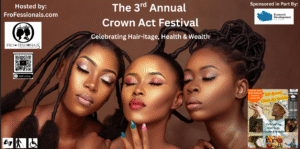 Image reflects 3 black women with natural braided hair styles.